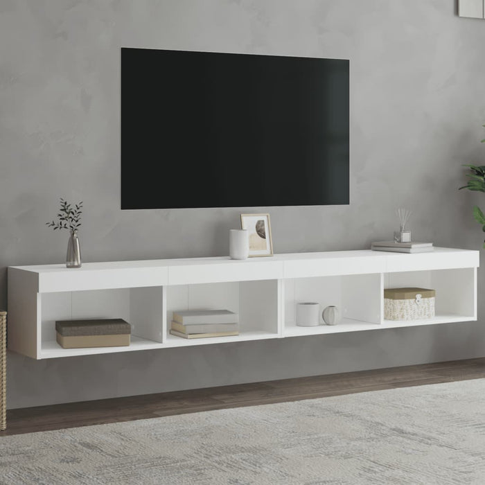 Comode TV cu lumini LED, 2 buc., alb, 100x30x30 cm - WALTI WALTI