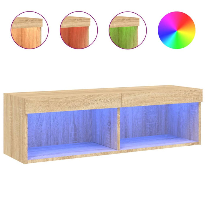 Comodă TV cu lumini LED, stejar sonoma, 100x30x30 cm - WALTI WALTI