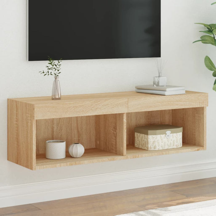Comodă TV cu lumini LED, stejar sonoma, 100x30x30 cm - WALTI WALTI