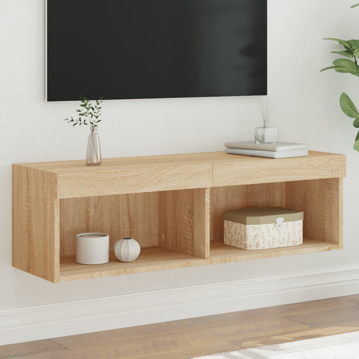 Comodă TV cu lumini LED, stejar sonoma, 100x30x30 cm - WALTI WALTI