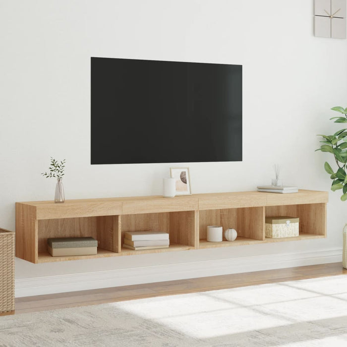Comode TV cu lumini LED, 2 buc., stejar sonoma, 100x30x30 cm - WALTI WALTI