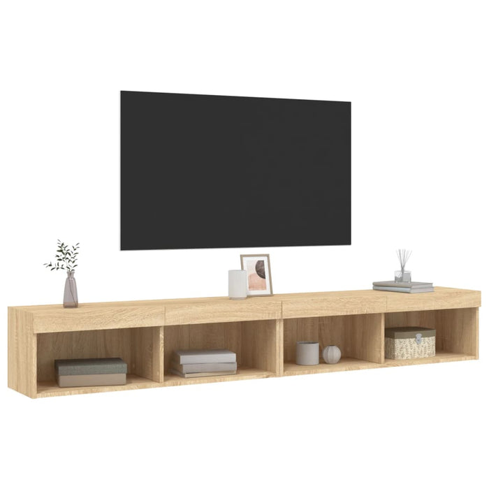 Comode TV cu lumini LED, 2 buc., stejar sonoma, 100x30x30 cm - WALTI WALTI