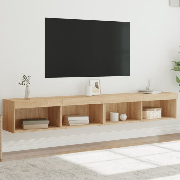 Comode TV cu lumini LED, 2 buc., stejar sonoma, 100x30x30 cm - WALTI WALTI