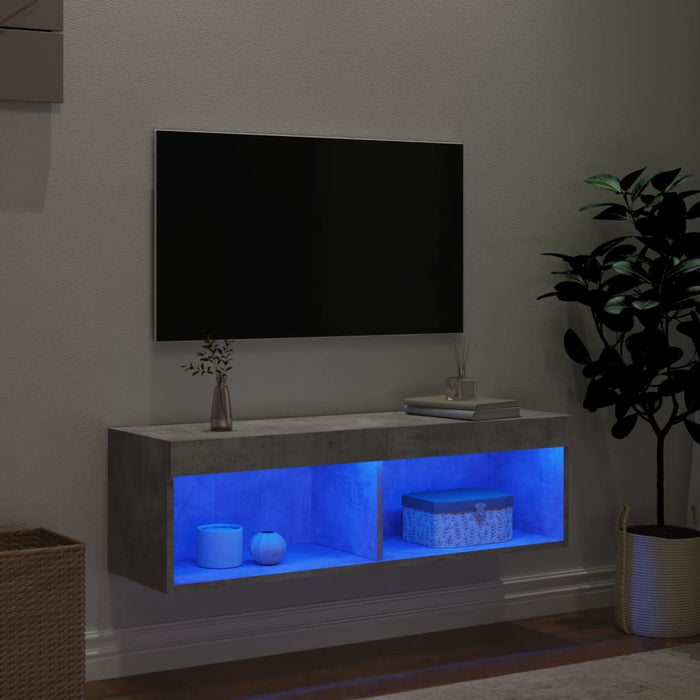 Comodă TV cu lumini LED, gri beton, 100x30x30 cm - WALTI WALTI