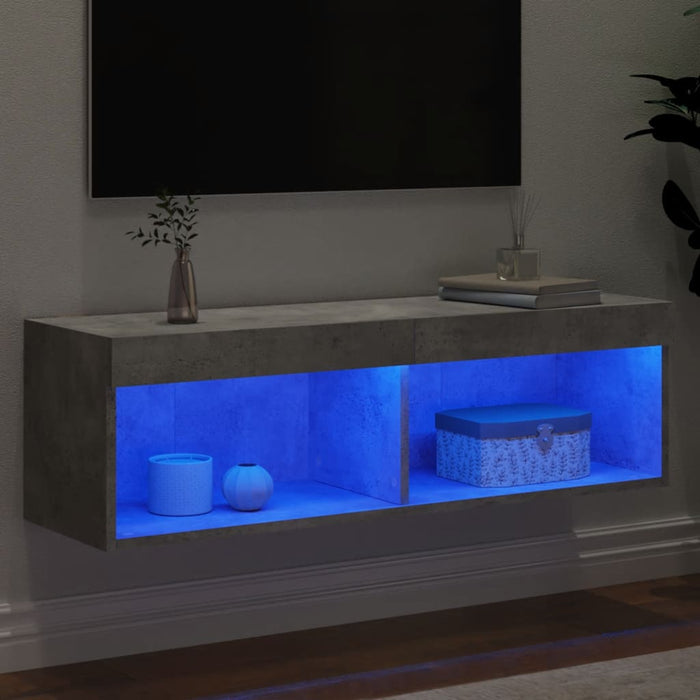 Comodă TV cu lumini LED, gri beton, 100x30x30 cm - WALTI WALTI
