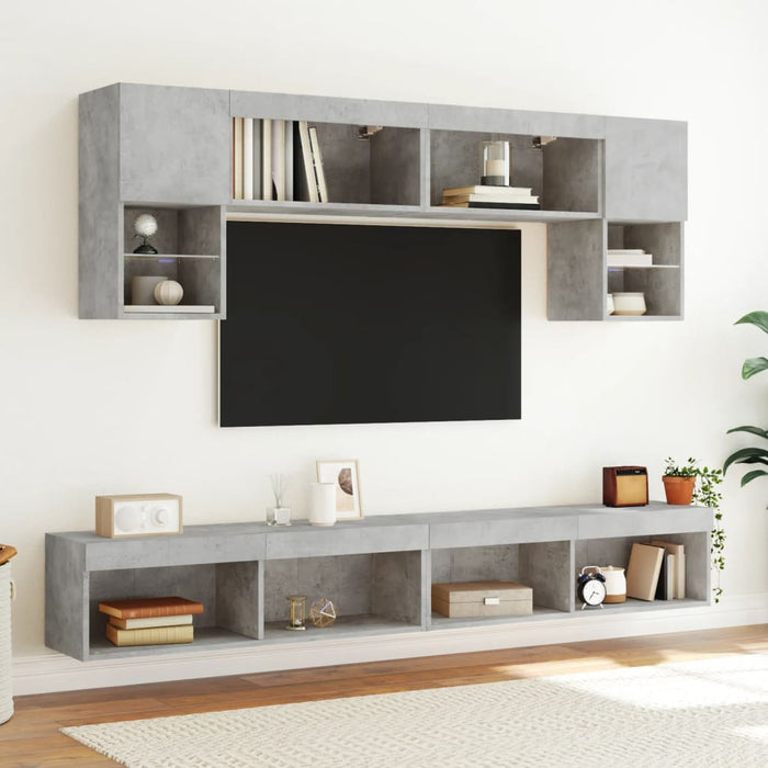 Comodă TV cu lumini LED, gri beton, 100x30x30 cm - WALTI WALTI