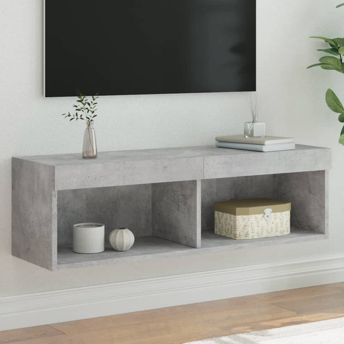 Comodă TV cu lumini LED, gri beton, 100x30x30 cm - WALTI WALTI