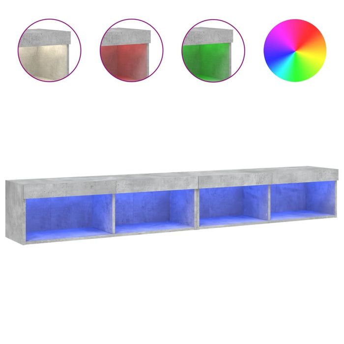 Comode TV cu lumini LED, 2 buc., gri beton, 100x30x30 cm - WALTI WALTI