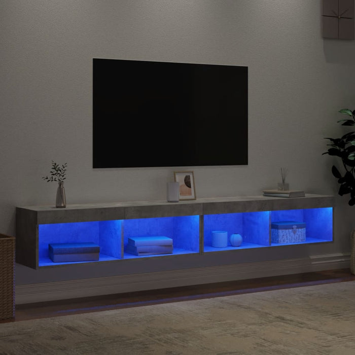 Comode TV cu lumini LED, 2 buc., gri beton, 100x30x30 cm - WALTI WALTI
