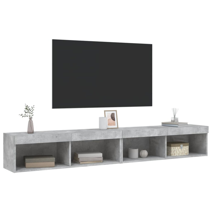 Comode TV cu lumini LED, 2 buc., gri beton, 100x30x30 cm - WALTI WALTI