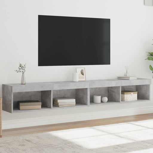 Comode TV cu lumini LED, 2 buc., gri beton, 100x30x30 cm - WALTI WALTI