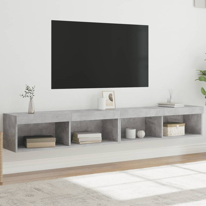 Comode TV cu lumini LED, 2 buc., gri beton, 100x30x30 cm - WALTI WALTI