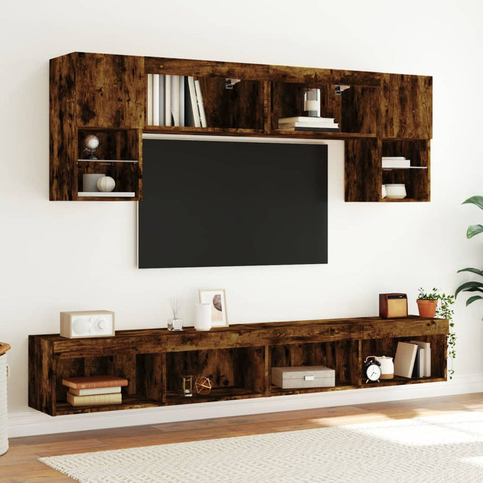 Comodă TV cu lumini LED, stejar fumuriu, 100x30x30 cm - WALTI WALTI