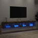 Comode TV cu lumini LED, 2 buc., stejar fumuriu, 100x30x30 cm - WALTI WALTI