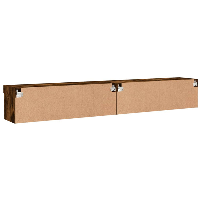 Comode TV cu lumini LED, 2 buc., stejar fumuriu, 100x30x30 cm - WALTI WALTI