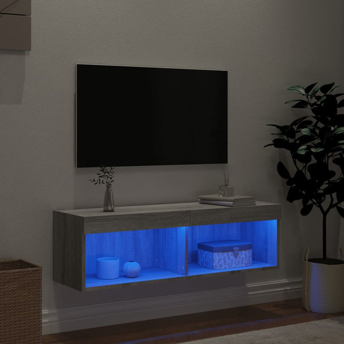 Comodă TV cu lumini LED, gri sonoma, 100x30x30 cm - WALTI WALTI