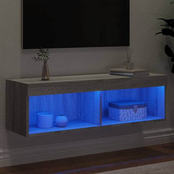 Comodă TV cu lumini LED, gri sonoma, 100x30x30 cm - WALTI WALTI