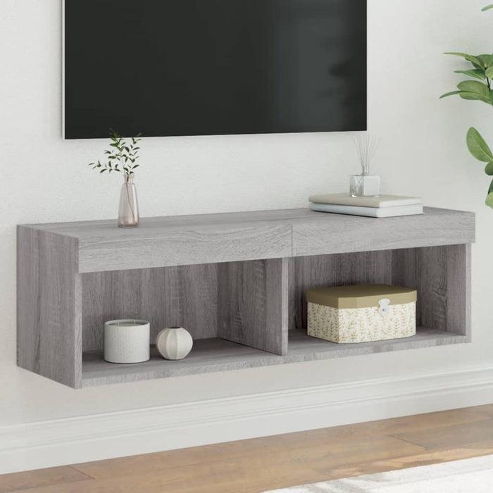 Comodă TV cu lumini LED, gri sonoma, 100x30x30 cm - WALTI WALTI