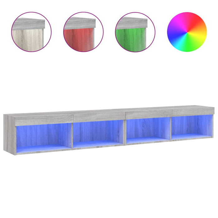 Comode TV cu lumini LED, 2 buc., gri sonoma, 100x30x30 cm - WALTI WALTI