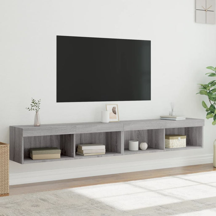 Comode TV cu lumini LED, 2 buc., gri sonoma, 100x30x30 cm - WALTI WALTI