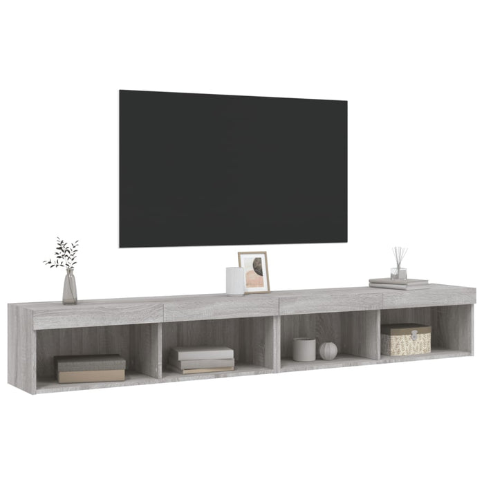 Comode TV cu lumini LED, 2 buc., gri sonoma, 100x30x30 cm - WALTI WALTI