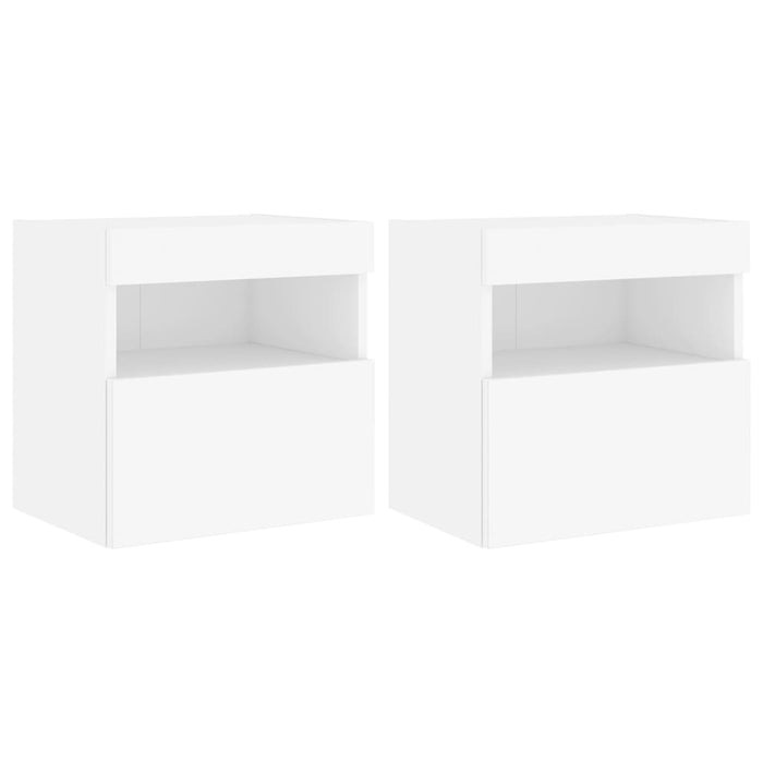 Comode TV de perete cu lumini LED, 2 buc., alb, 40x30x40 cm - WALTI WALTI