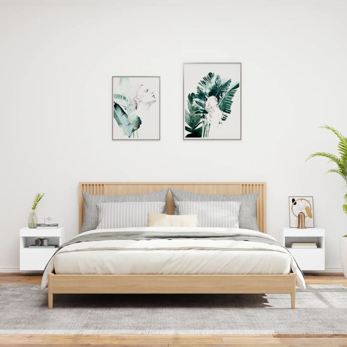 Comode TV de perete cu lumini LED, 2 buc., alb, 40x30x40 cm - WALTI WALTI