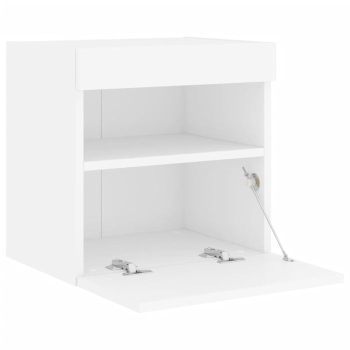 Comode TV de perete cu lumini LED, 2 buc., alb, 40x30x40 cm - WALTI WALTI