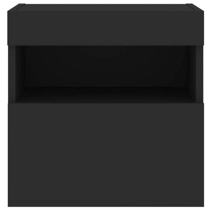 Comode TV de perete cu lumini LED, 2 buc., negru, 40x30x40 cm WALTI