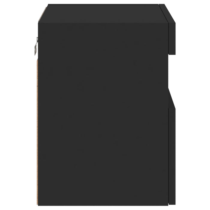 Comode TV de perete cu lumini LED, 2 buc., negru, 40x30x40 cm WALTI