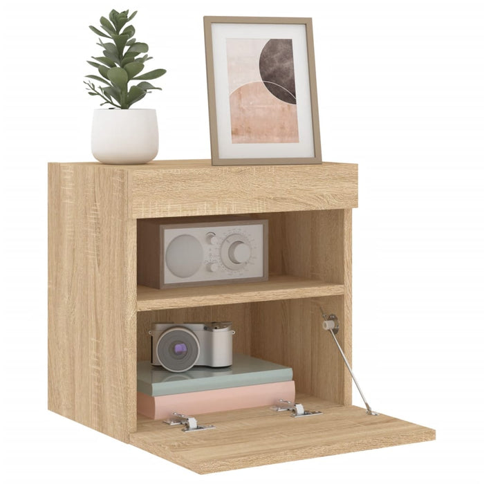 Comodă TV de perete cu LED, 2 buc. stejar sonoma, 40x30x40 cm - WALTI WALTI