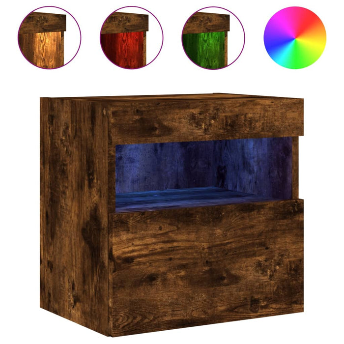 Comodă TV de perete cu lumini LED, stejar fumuriu, 40x30x40 cm - WALTI WALTI