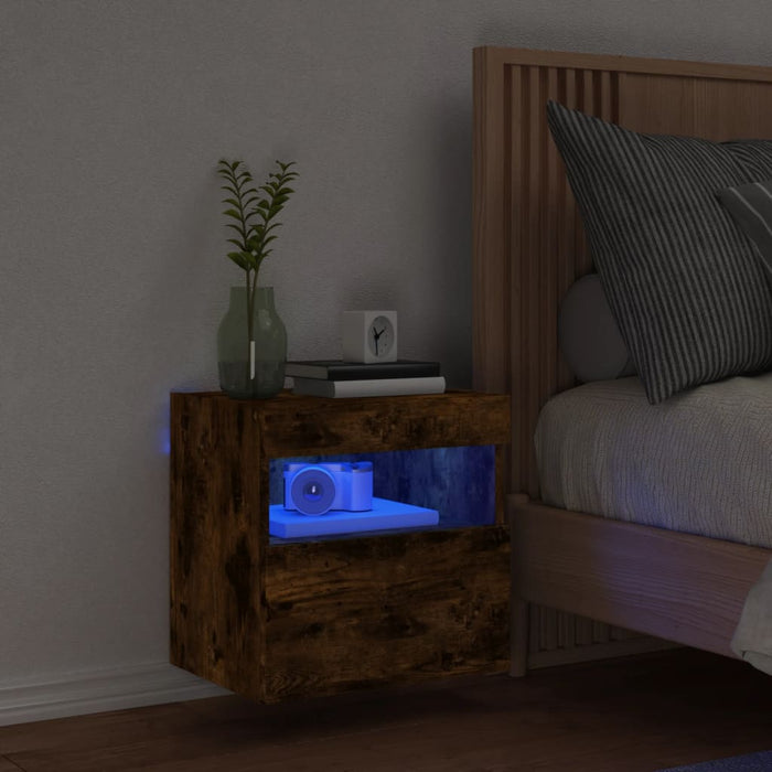 Comodă TV de perete cu lumini LED, stejar fumuriu, 40x30x40 cm - WALTI WALTI