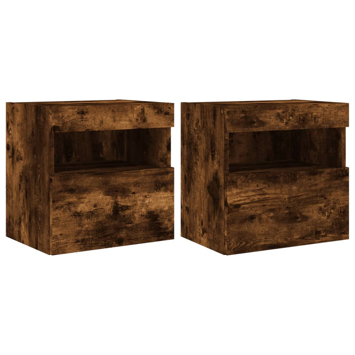 Comodă TV de perete cu LED, 2 buc. stejar fumuriu, 40x30x40 cm - WALTI WALTI
