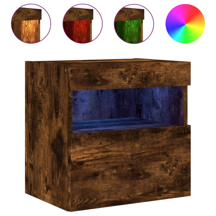 Comodă TV de perete cu LED, 2 buc. stejar fumuriu, 40x30x40 cm - WALTI WALTI