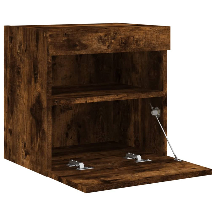 Comodă TV de perete cu LED, 2 buc. stejar fumuriu, 40x30x40 cm - WALTI WALTI