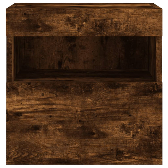 Comodă TV de perete cu LED, 2 buc. stejar fumuriu, 40x30x40 cm - WALTI WALTI
