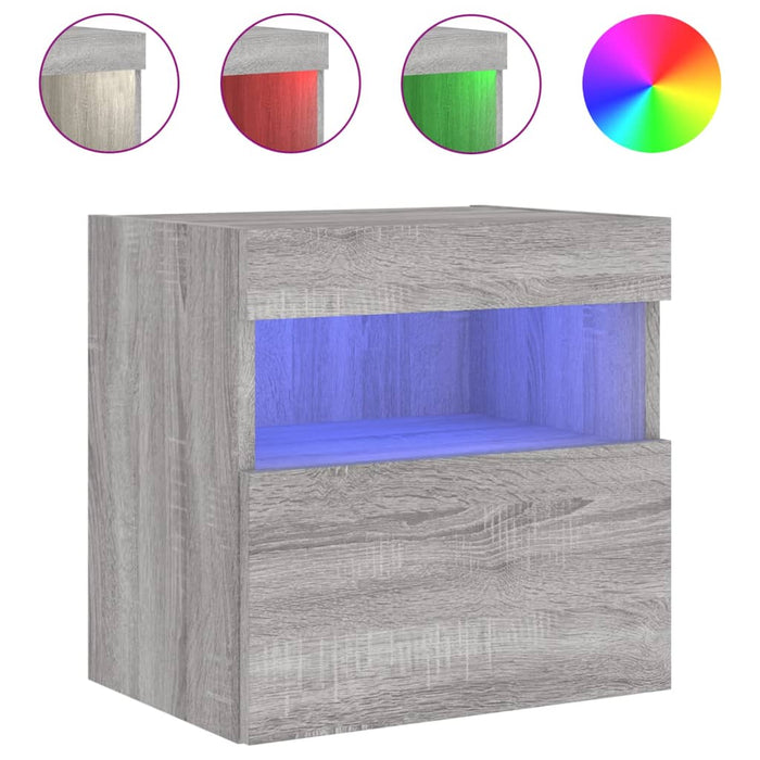 Comodă TV de perete cu lumini LED, gri sonoma, 40x30x40 cm - WALTI WALTI