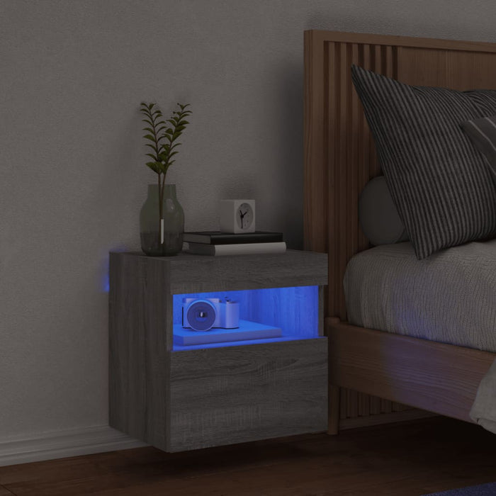 Comodă TV de perete cu lumini LED, gri sonoma, 40x30x40 cm - WALTI WALTI