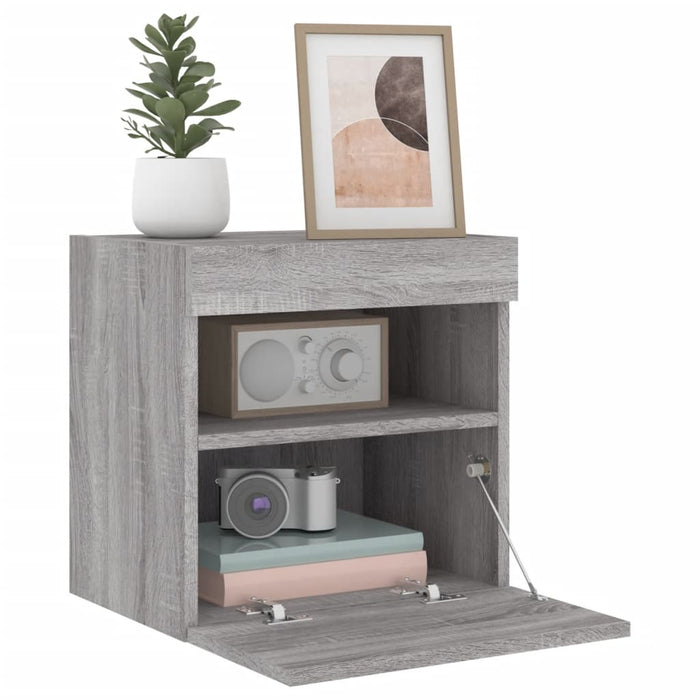 Comodă TV de perete cu lumini LED, gri sonoma, 40x30x40 cm - WALTI WALTI