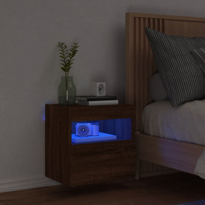 Comodă TV de perete cu lumini LED, stejar maro, 40x30x40 cm - WALTI WALTI