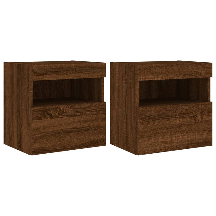 Comodă TV de perete cu LED, 2 buc. stejar maro, 40x30x40 cm WALTI