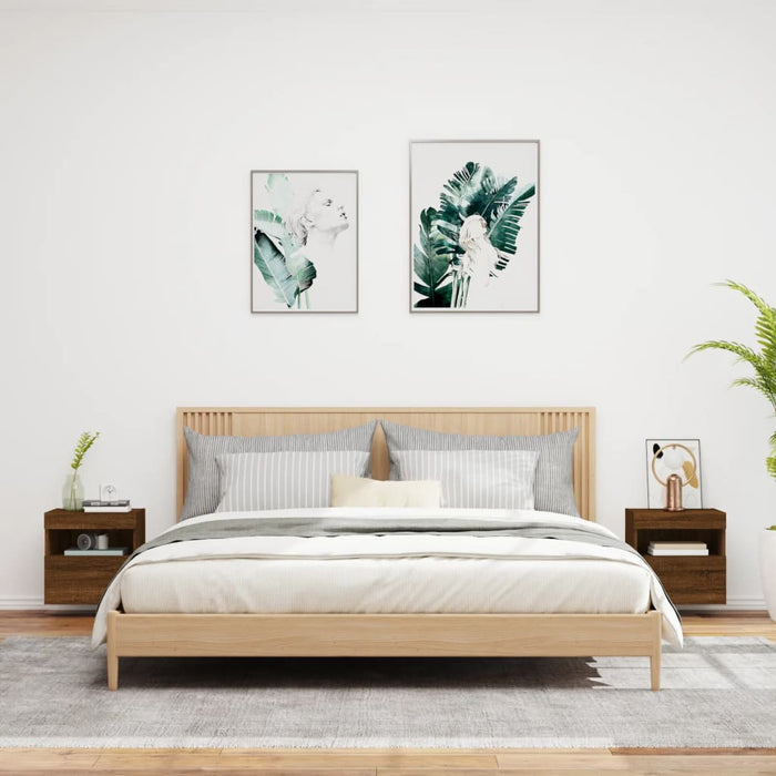 Comodă TV de perete cu LED, 2 buc. stejar maro, 40x30x40 cm WALTI