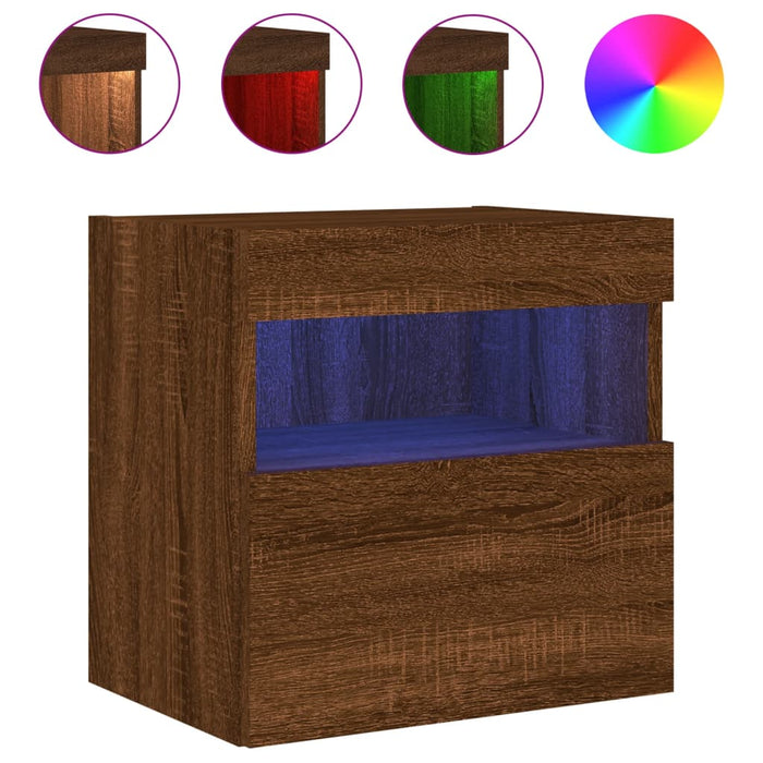 Comodă TV de perete cu LED, 2 buc. stejar maro, 40x30x40 cm WALTI