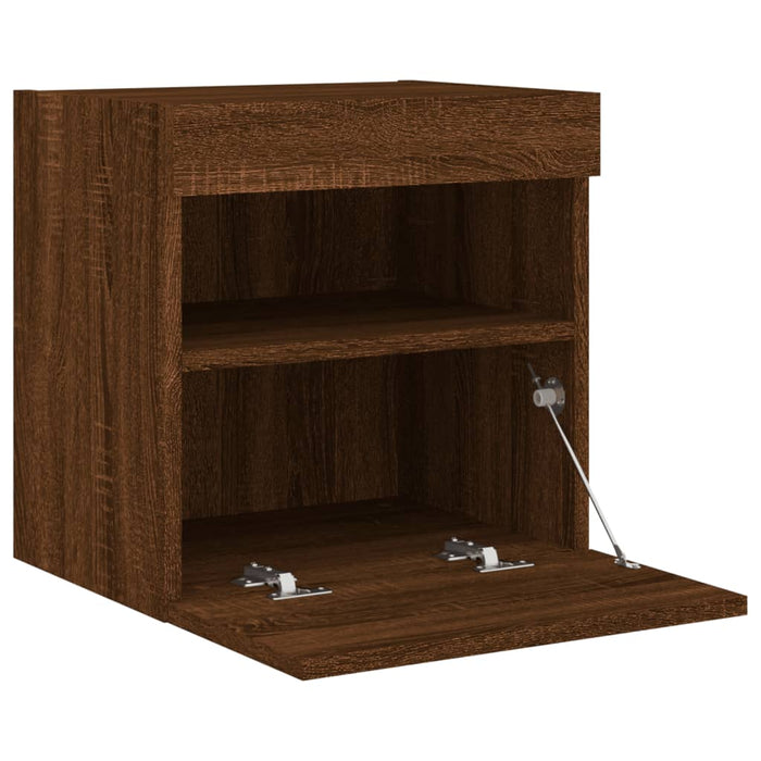 Comodă TV de perete cu LED, 2 buc. stejar maro, 40x30x40 cm WALTI