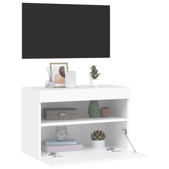 Comodă TV de perete cu lumini LED, alb, 60x30x40 cm - WALTI WALTI