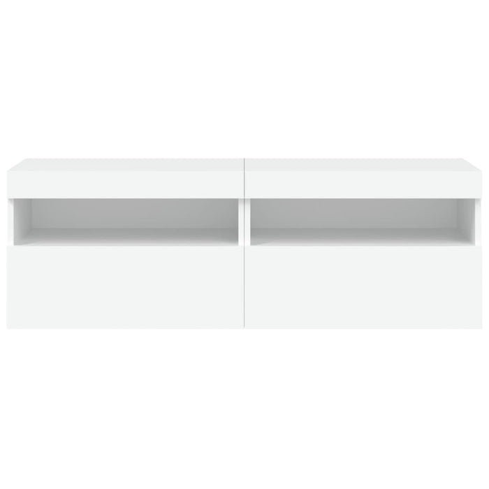 Comode TV de perete cu lumini LED, 2 buc., alb, 60x30x40 cm - WALTI WALTI
