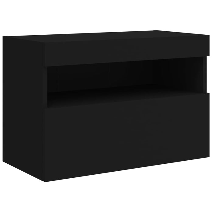 Comodă TV de perete cu lumini LED, negru, 60x30x40 cm WALTI
