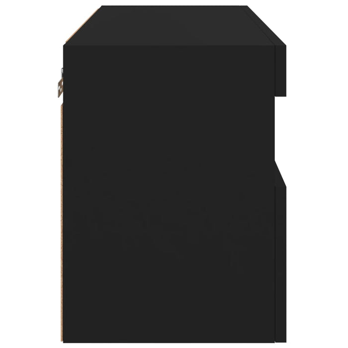 Comodă TV de perete cu lumini LED, negru, 60x30x40 cm WALTI