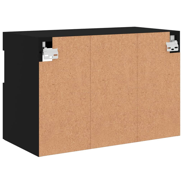 Comodă TV de perete cu lumini LED, negru, 60x30x40 cm WALTI
